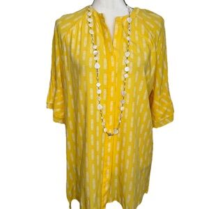 Matilda Jane top and necklace set yellow print with white beaded necklace